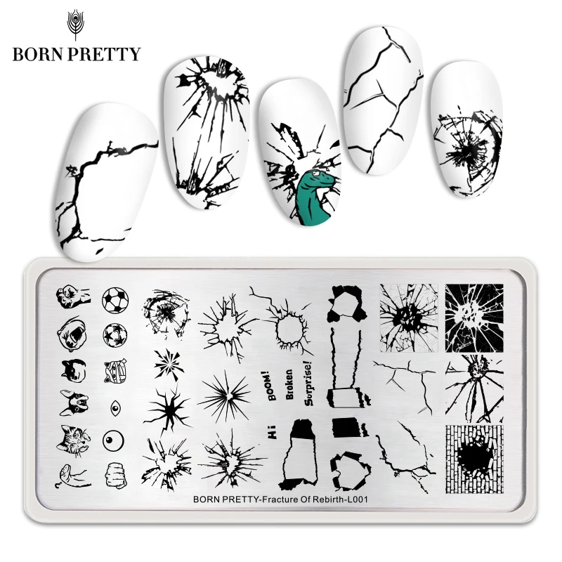 

BORN PRETTY Stamping Plates Decompress Theme Stainless Steel Nail Stamp Image Plate Nail Art Tool Fracture Of Rebirth L001