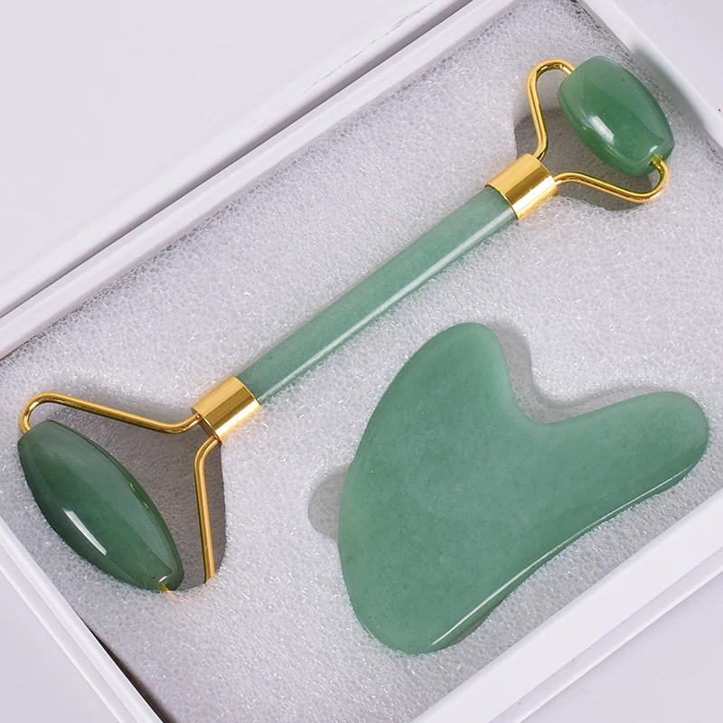 Jade Roller Scraping Tool Set Natural Aventurine Face Massage Slimming Anti Wrinkle Cellulite Crystal Gua Sha Stone Gift Box Jade Roller Scraping Tool Set Natural Aventurine Face Massage Slimming Anti Wrinkle Cellulite Crystal Gua Sha Stone Gift Box
