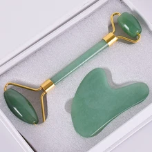 Jade Roller Scraping Tool Set Natural Aventurine Face Massage Slimming Anti Wrinkle Cellulite Crystal Gua Sha Stone Gift Box Jade Roller Scraping Tool Set Natural Aventurine Face Massage Slimming Anti Wrinkle Cellulite Crystal Gua Sha Stone Gift Box