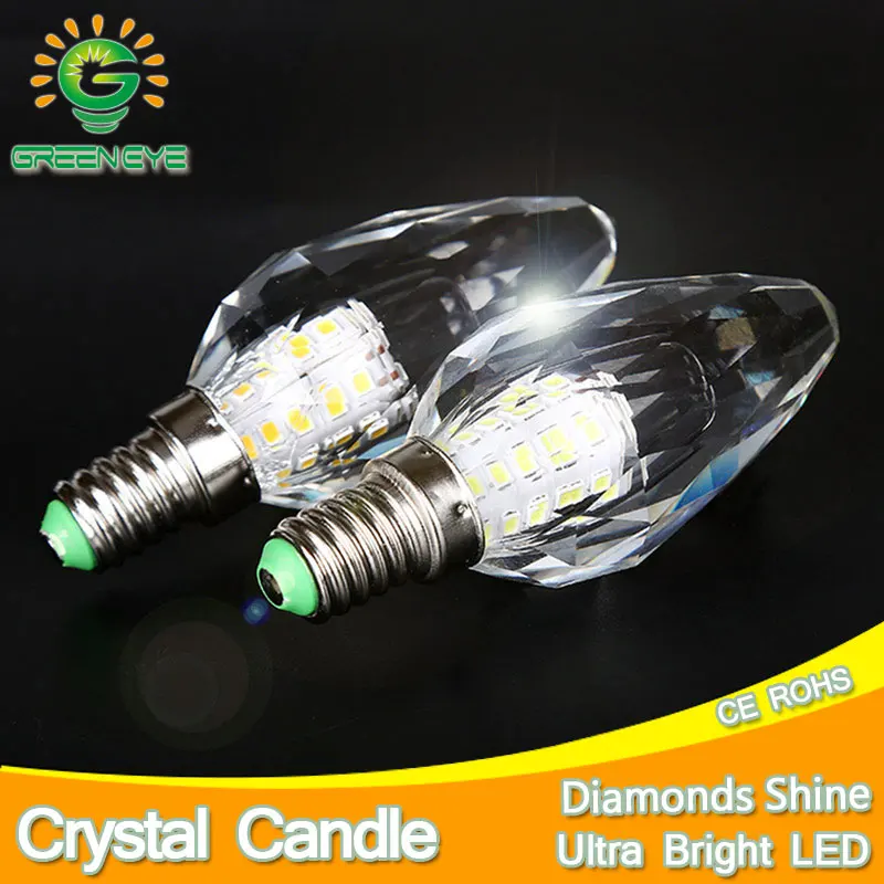 2 шт./лот diamondscutting Кристалл Светодиодные лампы свечи светодиодные лампы E14 7 Вт 220 В Прохладный теплый белый lampara lampadina ампулы лампе