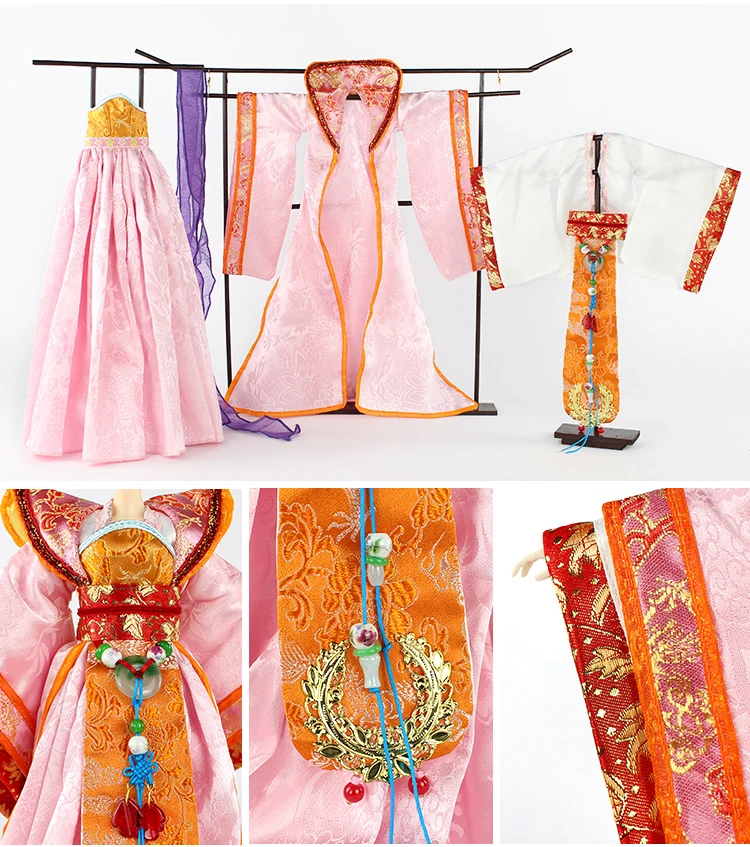 Китайский древний костюм ручной работы, кукольная одежда династии Тан, Женская кукольная одежда для 30 см, Bjd 1/6, куклы, аксессуары, игрушки для девочек