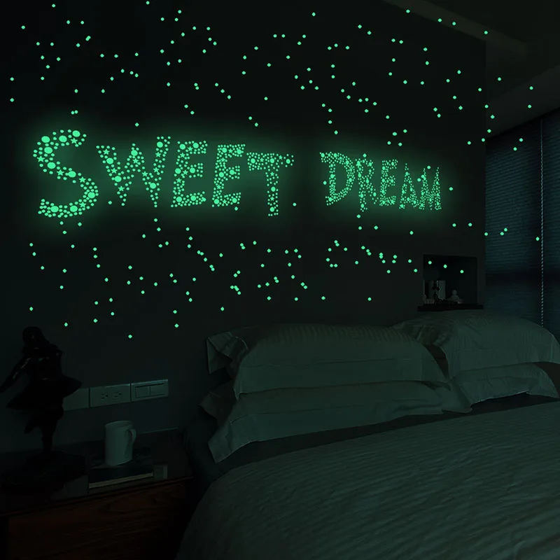 200 Pcs Round Dot Stars Luminous Wall Stickers Like Star In The