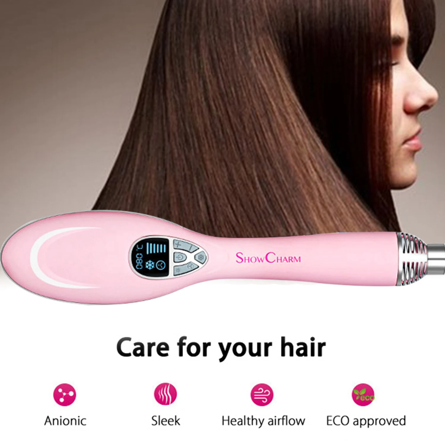 SHOWCHARM Dry Hair Comb Electric Ionic Steam Styler Wet To Dry Hair straighteners Brush Comb Healthy Hair Dry Water Ion lock W