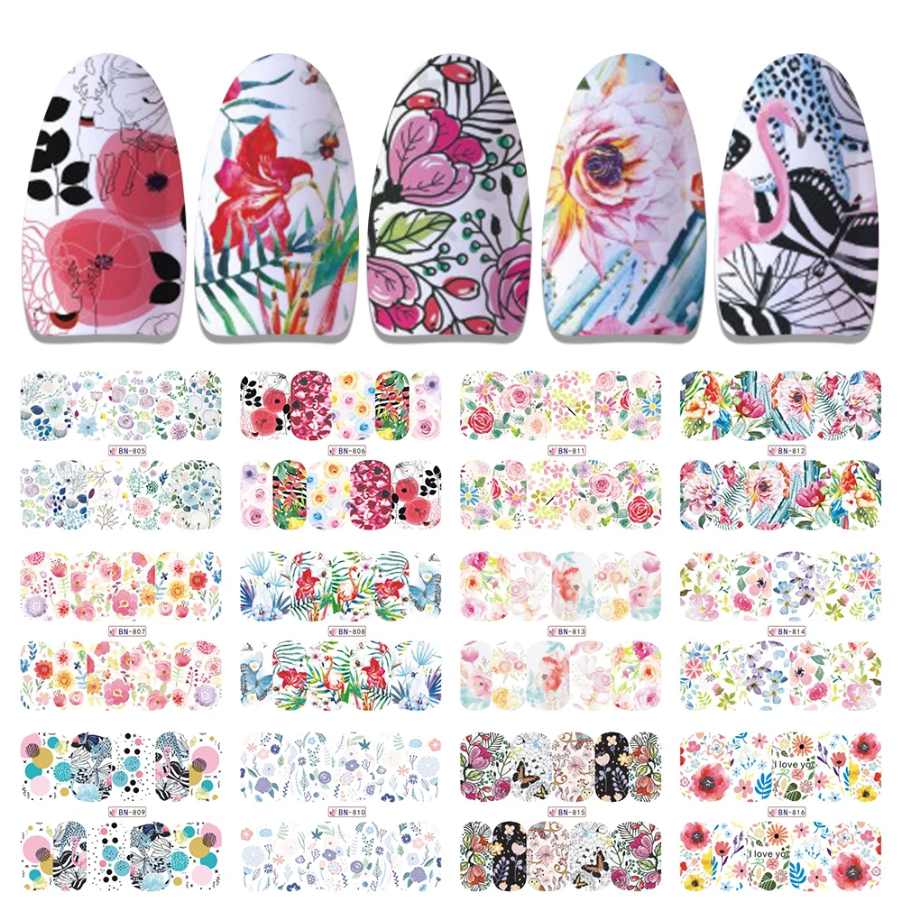 water transfer nail art sticker flower