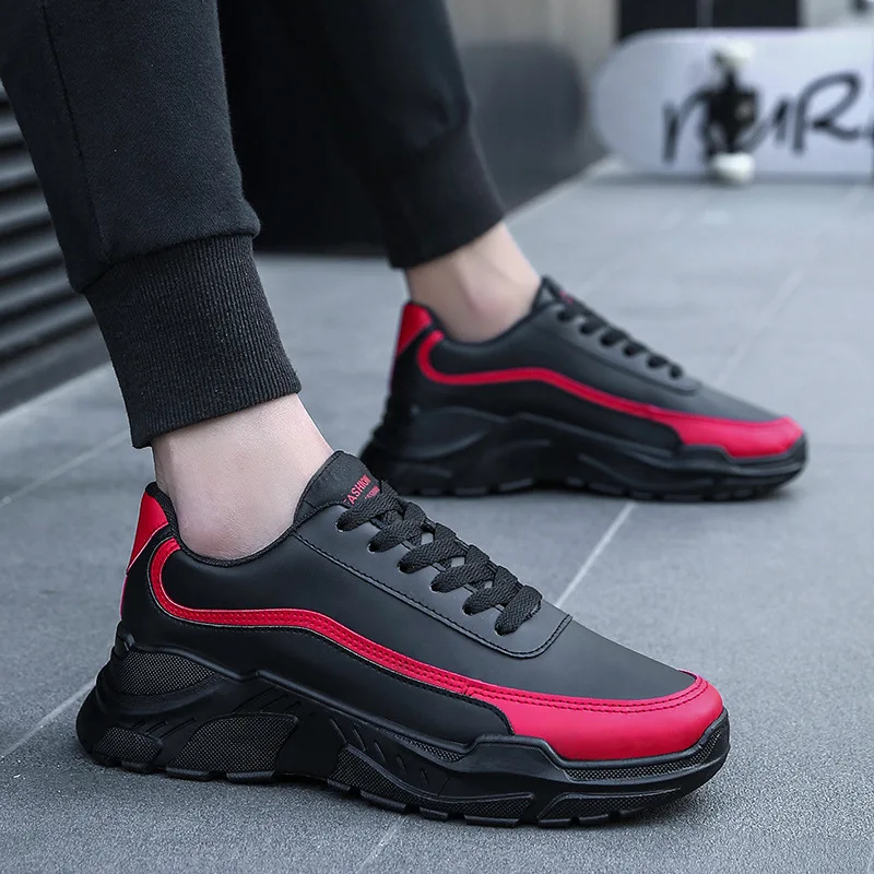 Homme Épais White Sneakers black Black Casual Red D'hiver Nouveaux Automne Ins white Sport De Hommes Feerijt Red Et Chaussures 2018 Étudiants qw7OxZO6