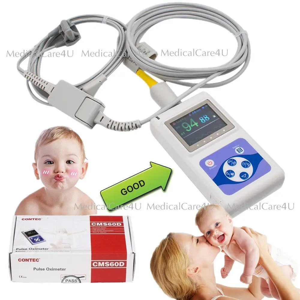 CONTEC CMS60D для новорожденных младенцев наружного дефибриллятора(Анд Детские пульса и уровня кислорода в крови Spo2 монитор 24 часа в сутки программное обеспечения для подключения к компьютеру