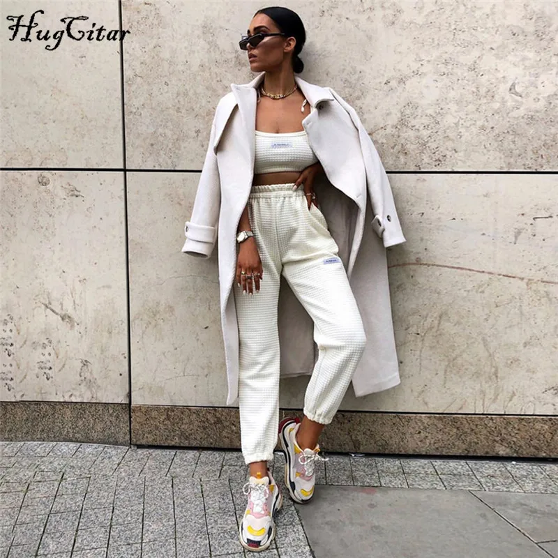 Hugcitar high waist casual loose cargo pants 2019 autumn winter women fashion streetwear trousers Hugcitar high waist casual loose cargo pants 2019 autumn winter women fashion streetwear trousers