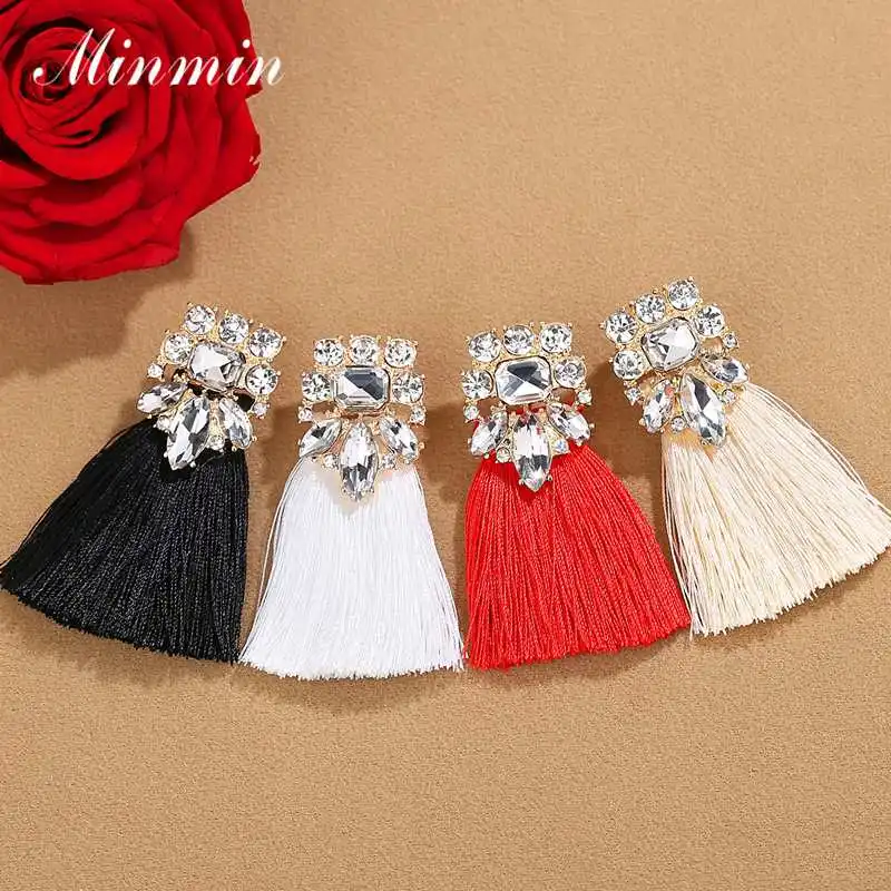 Minmin Vintage Bohemian Long Drop Tassel Earrings for Women Statement Ethnic Fringe Dangle Earrings Fashion Jewelry 2019 EH1488