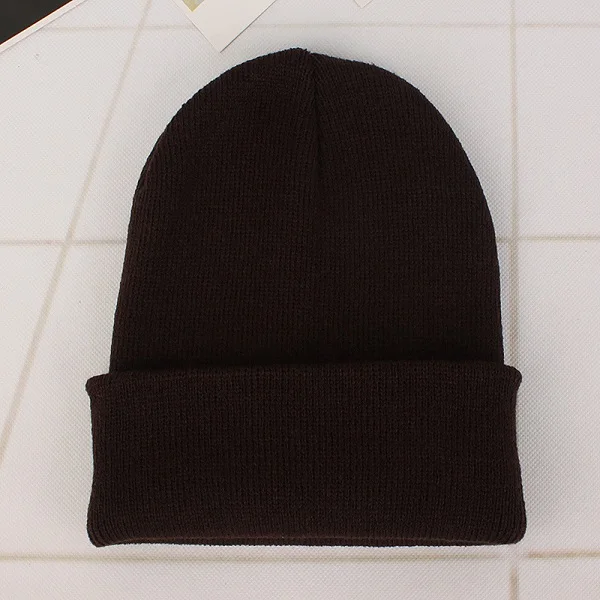 Dark coffee Cap Зимние шапки для женщин, Новые Вязаные шапки, одноцветные милые шапки для девочек, осенние женские шапки, теплые шапки, Женская Повседневная шапка - Цвет: Dark coffee Cap