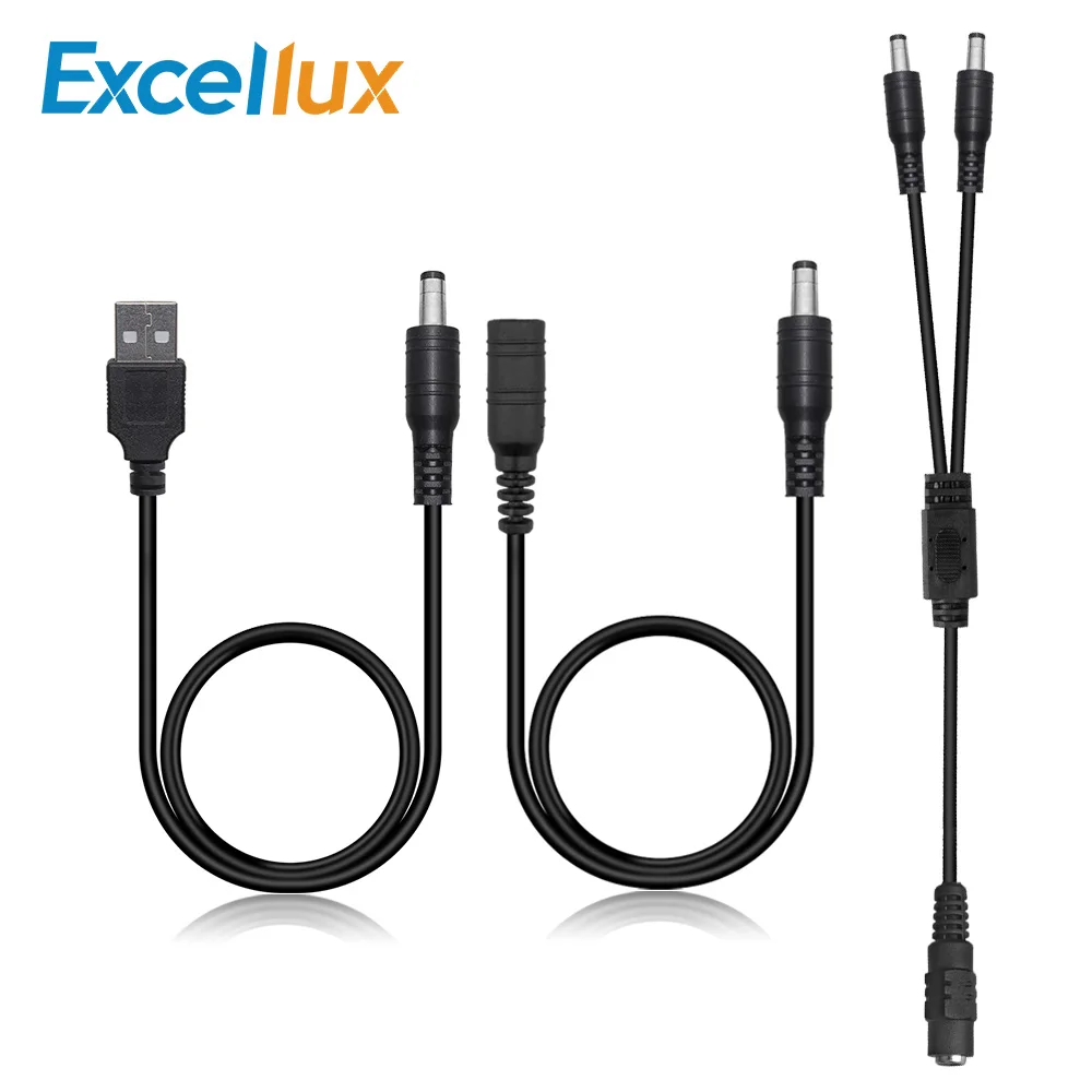 

USB To DC Power Cable 40CM Led Connectors,5.5x2.1mm Port , DC 1 to 2 Splitter ,1M Extension Power Cable Connector