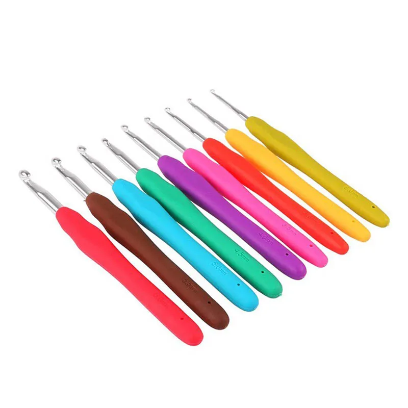 

9Pcs/Set Sweater Knitting Needles Crochet Hooks Loom Tool Sewing Weave Craft Yarn Hooks 2.0-6.0mm Aluminum TPR Soft Plastic