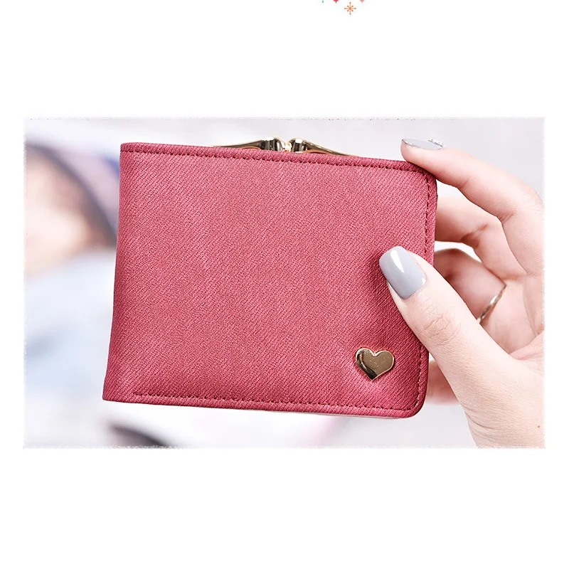 

2019 Wallets Fashion Women Hasp Short Money Bag Wallets PU Leather Lady Fresh Purses Card Holders Concise Coin Pocket 2 Fold