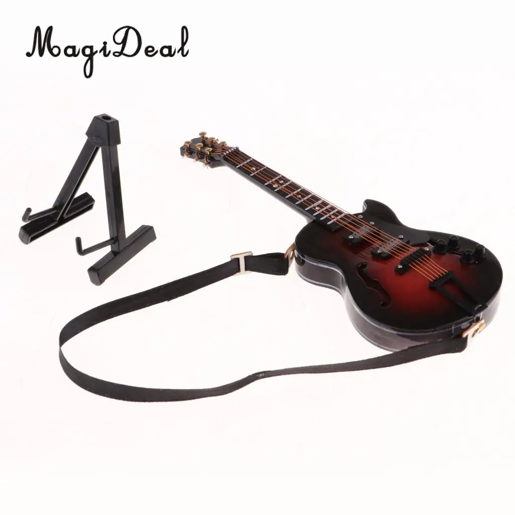 Delicate 1/8 Scale Miniature Wooden Guitar Acoustic Guitar Model Collections Home Office Desk Display Ornaments