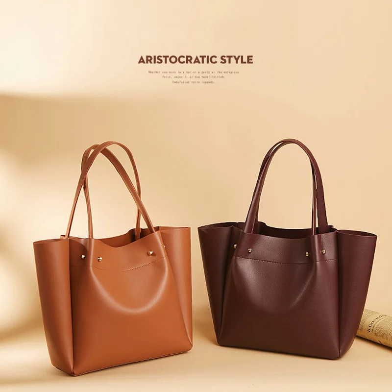 

Women Handbag PU Solid Color Large Capacity Casual Bag for Shopping Popular
