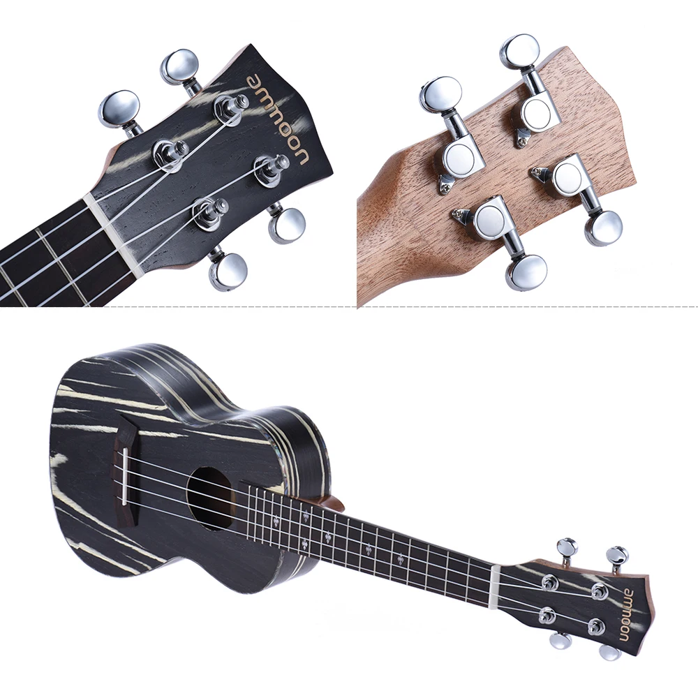 ammoon 24 Wooden Acoustic Soprano Ukulele Ukelele Uke18 Frets 4 Strings Okoume Neck Rosewood Fretboard String Instrument Musical Gift