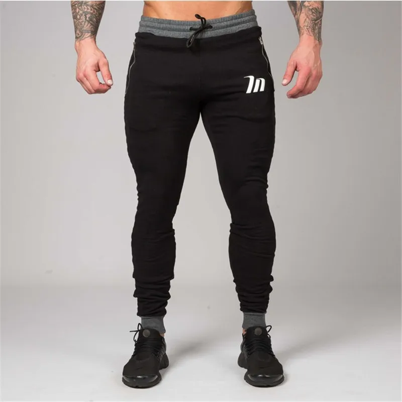 

Black Casual Skinny Pants Men Running Sweatpants Joggers Cotton Trackpants Male Gym Fitness Sport Training Bodybuilding Trousers