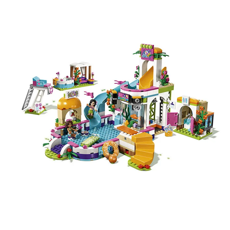 

Bela Compatible Legoe Lepine 10611 593PCS+ Friends Girls Heartlake Summber Pool Building Blocks Bricks Toys