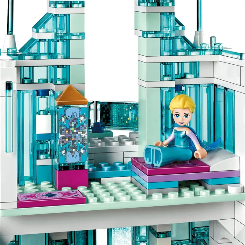 731 шт девушка серии Эльза волшебный ледяной замок дворец Compatibie Legoings Строительные