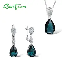 Jewelry Sets for Women Blue Crystal CZ Diamond Jewelry Set Drop Earring Pendant Necklace 925 Sterling Silver Fashion Jewelry Set Jewelry Sets for Women Blue Crystal CZ Diamond Jewelry Set Drop Earring Pendant Necklace 925 Sterling Silver Fashion Jewelry Set