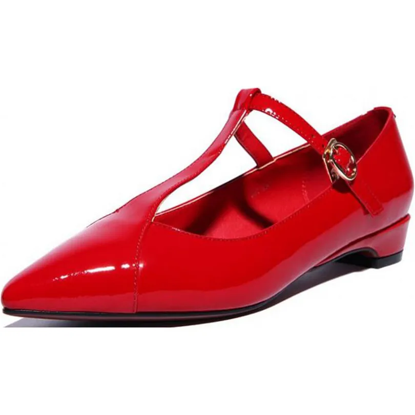 

Women Flats Closed Toe Pointed Toe Buckle Strap Ballet Flats for Women Solid Plain Casual Patent Leather Flats Shoes