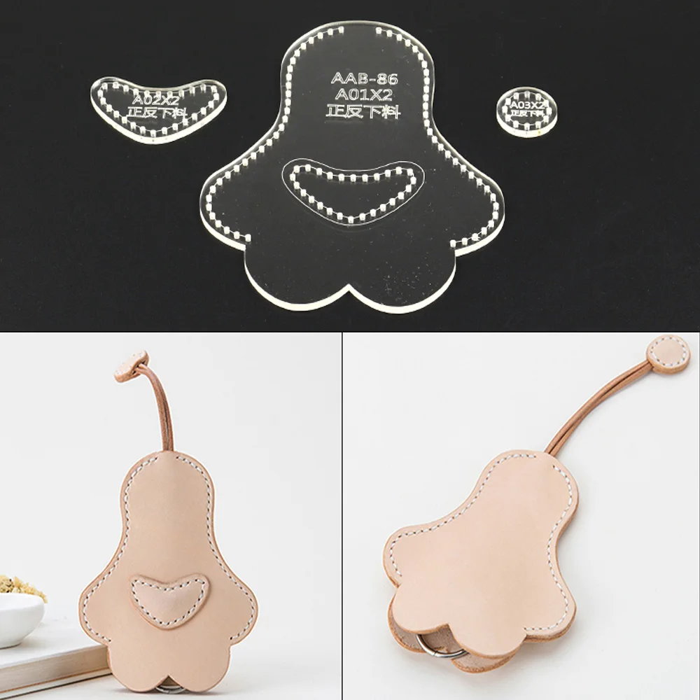 

DIY Cat Leather Tool Keyring Keychain Pattern Mould Acrylic Template Leather craft Handmade Leather goods DIY Sewing Key bag