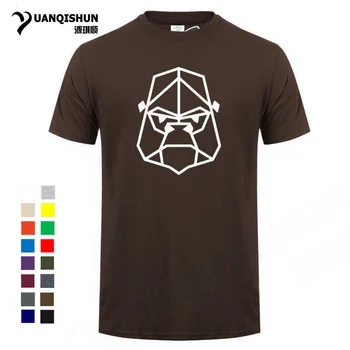 

Geometric Chimpanzee head portrait T-shirt 2018 Summer Men Clothing Fashion Cotton T Shirts High quality Animal Line Art Tshirt
