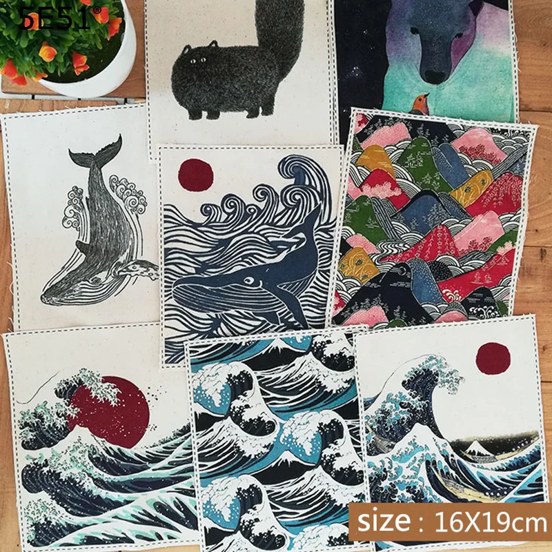 Handmade diy cotton and linen patchwork wall covering fabric Japanese
style