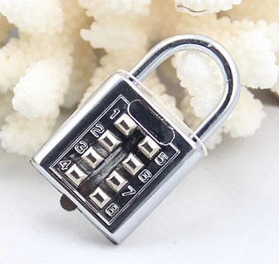

High Quality 4 Digit New Style Push Button Combination Padlock Silver Number Luggage Travel Code Lock Travel Accessories 1PCS