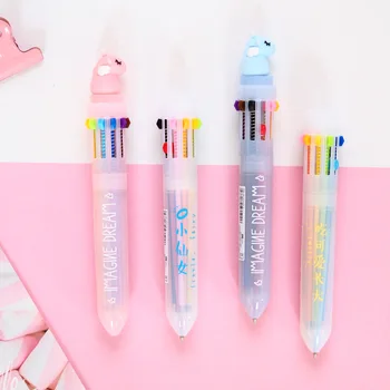 

1pcs student notes job writing signature pen multicolor ballpoint pen Mai and 10 color pressing ballpoint pen multi series