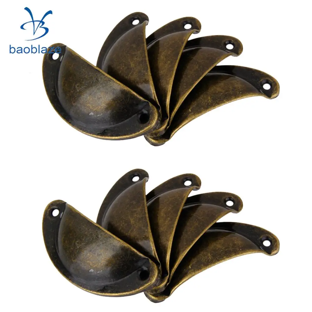  NEW 40Pcs Retro style Brass Cabinet Knob Shell Cup Cupboard Drawer Pull Handle Bronze	