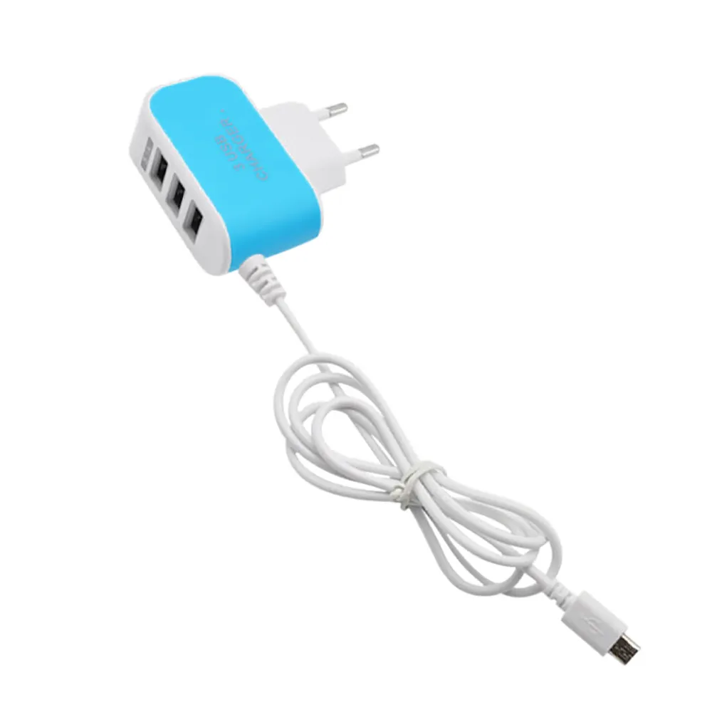 Штепсельная Вилка европейского стандарта 3.1A 3 порта USB зарядное устройство для путешествий AC зарядное устройство для телефона s адаптер+ 1 м микро USB зарядный кабель для huawei для samsung# YL5