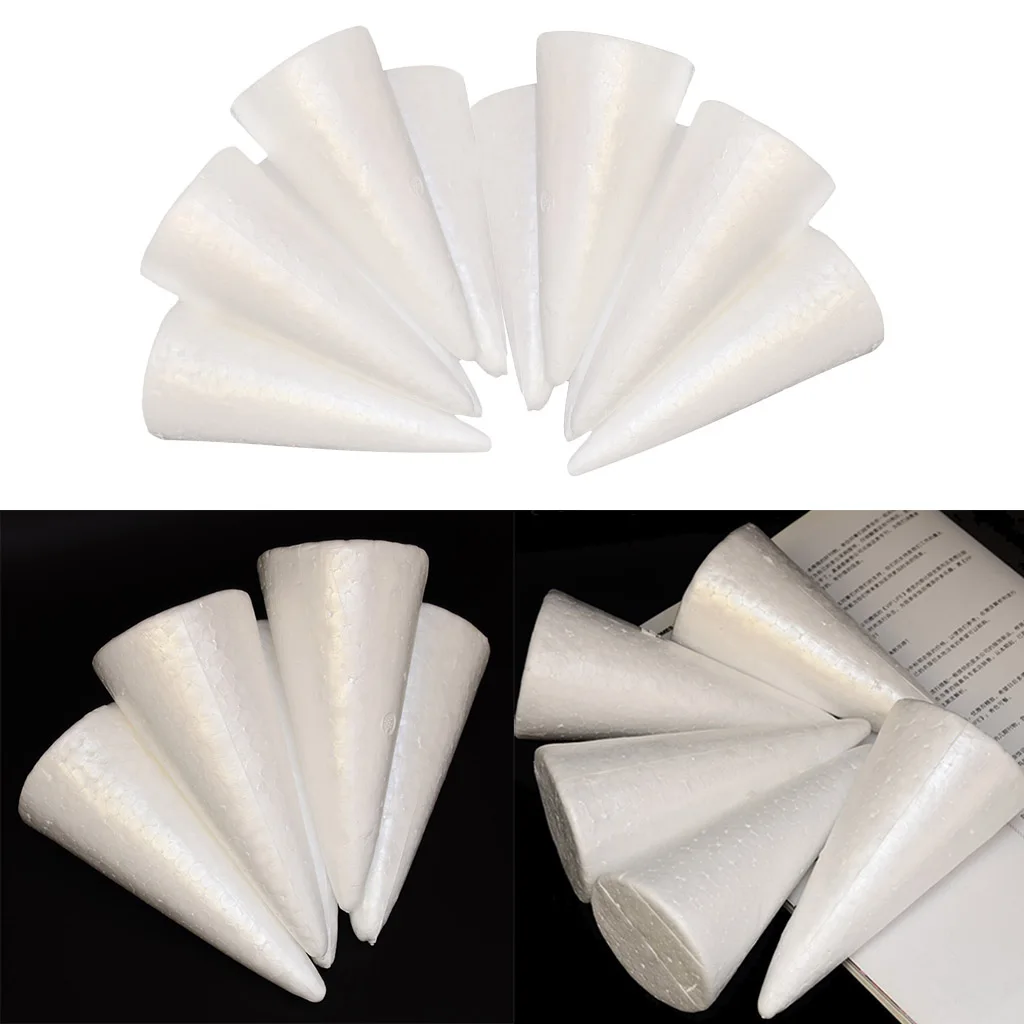 30 Pieces White Cone Shape Christmas Tree Styrofoam Polystyrene Foam Materials for Kids Crafts DIY Modeling Handmade Toys 150mm