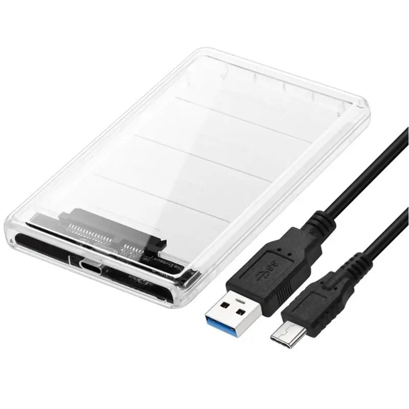 Для WIN 10 2,5 дюймов USB 3,0 USB 3,1 type-C SATA Hd Box SSD HDD жесткий диск Внешний корпус для жесткого диска прозрачный чехол без инструмента