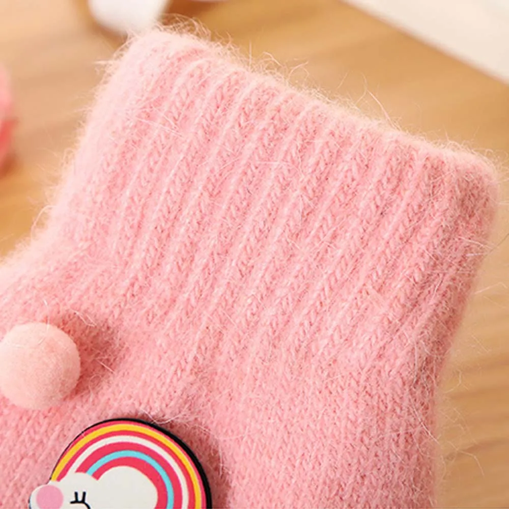 Зимние детские толстые теплые перчатки DIY Venonat новый стиль из кроличьей шерсти