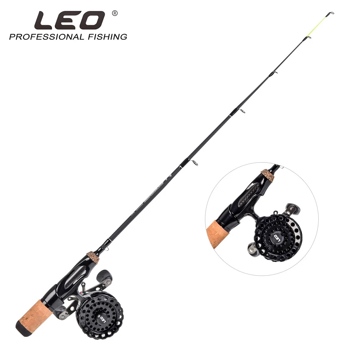 LEO integrated flat body ice fishing rod single section flat fishing rod