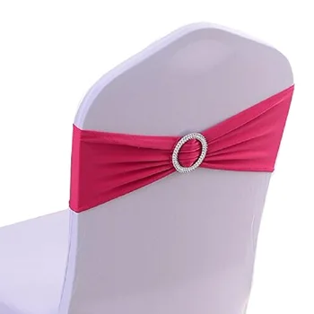 

50PCS Spandex Chair Sashes Bows Elastic Chair Bands With Buckle Slider Sashes Bows For Wedding Decorations Party Favors 20 Color
