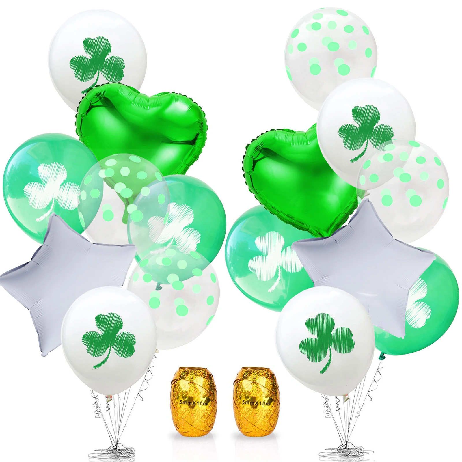 

1set Green Sequin Confetti Balloon Clover Latex Air Balloon For Saint Patrick 's Day Bridal Shower Wedding Event Party Decor