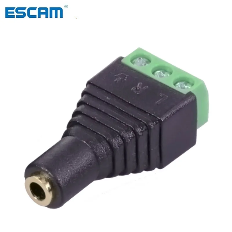 

ESCAM 1pc 3.5mm Jack Video AV Balun 3.5mm stereo female to AV Screw Terminal Stereo jack 3.5 mm female 3 pin Terminal Block Plug
