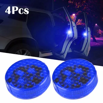 

4PCS Car-Styling LED Light Anti Collision Car Door Light Strobe Light Rearing Warning Light For Audi Luxel Golf6 benz Blue