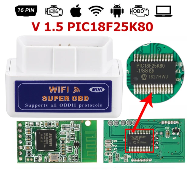 Best Price MINI ELM327 obd2 wifi PIC18F25K80 v1.5 auto Code Readers  Scan Tools scanner car diagnostics tool 16PIN For Android iOS Windows