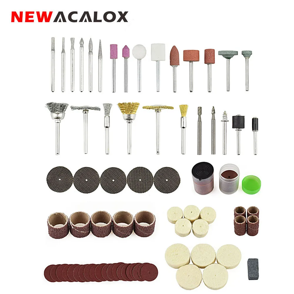 NEWACALOX 147 шт./лот абразивные аксессуары набор вращающихся инструментов Dremel 1/8