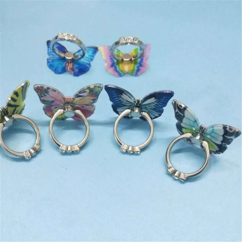 Cartoon Butterfly Metal Ring Phone holder Car Mount Stand Finger Ring Smartphone Holder Mobile Phone Holder For All Phone