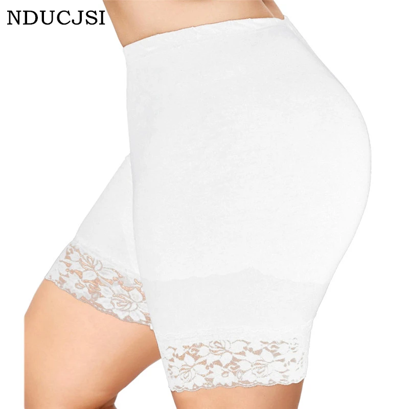 NDUCJSI Solid Colors Casual Shorts Women Summer White Black Shorts Top Elastic Polyester High Waist Shorts Plus Size Short S-5XL