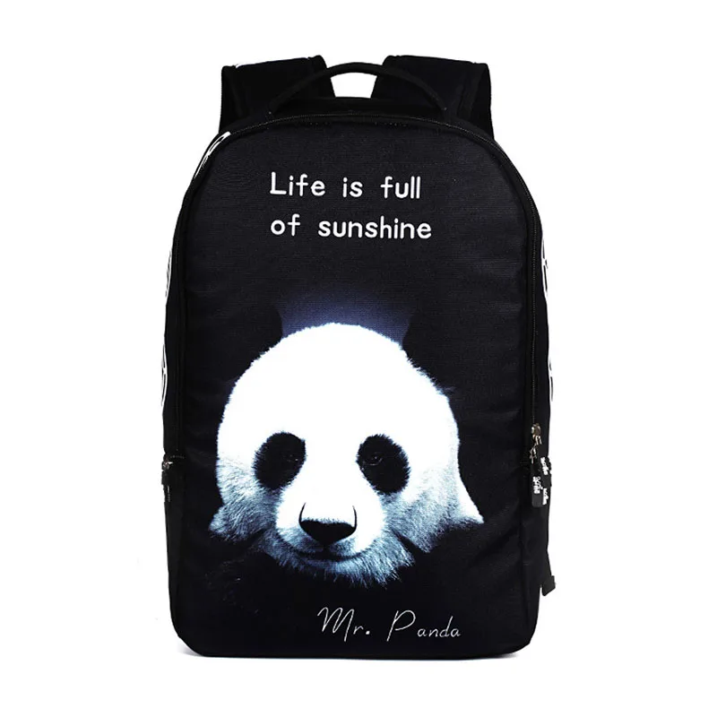 Женские рюкзаки из полиэстера со звездами, Галактикой, кошкой, повседневные мужские сумки на молнии с принтом, сумки на плечо, высокое качество, лоскутный студенческий Рюкзак Mochila - Цвет: panda