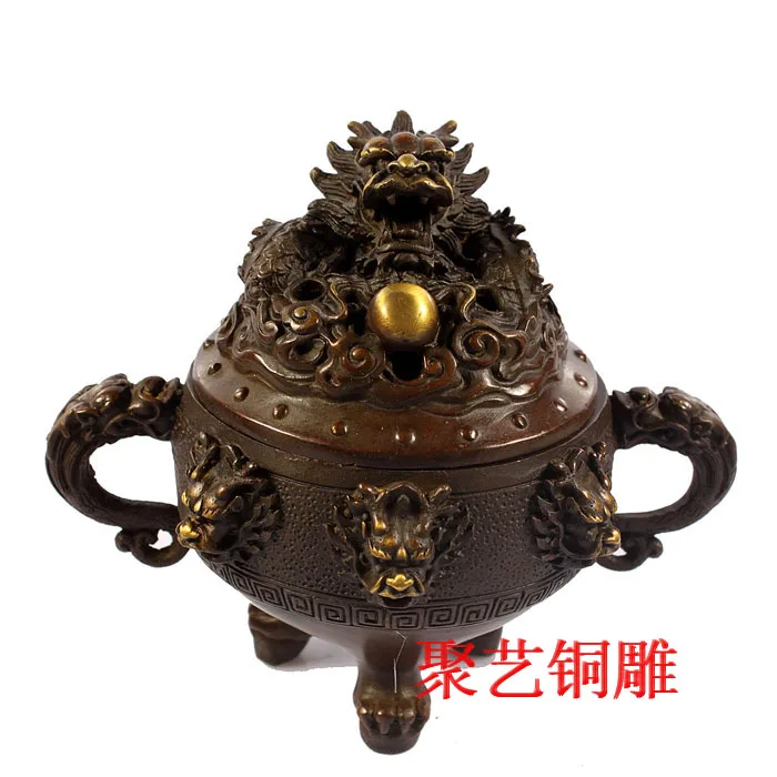 

Bronze sculpture, copper incense burner decoration copper furnace terrane kowloon-10g furnace incense stove incense burner plate