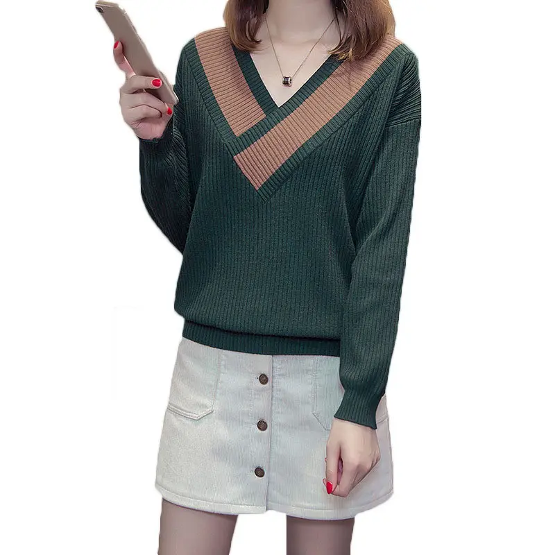 Women Sweaters And Pullovers V Neck Long Sleeve Womens Sweaters 2018 Autumn Winter Fashion Women Tunic Sweaters LQ553