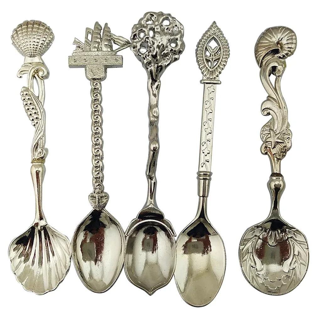 5 шт./компл. десертная ложка кухня обеденный бар винтажный Королевский стиль