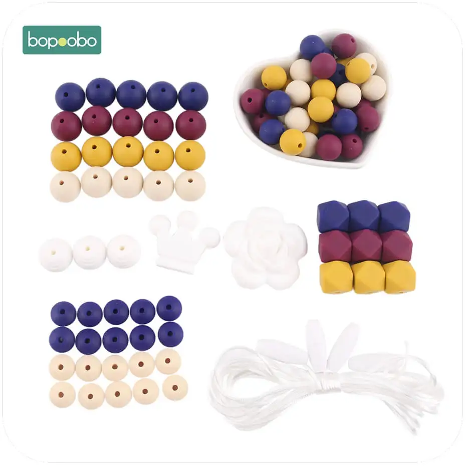 Red DIY Set Bopobo, набор силиконовых прорезывателей для зубов, бисер, BPA бесплатно, сделай сам, браслеты для кормления, изготовление ювелирных изделий, ожерелье, подарок для кормления ребенка, прорезыватели для зубов - Цвет: Red DIY Set