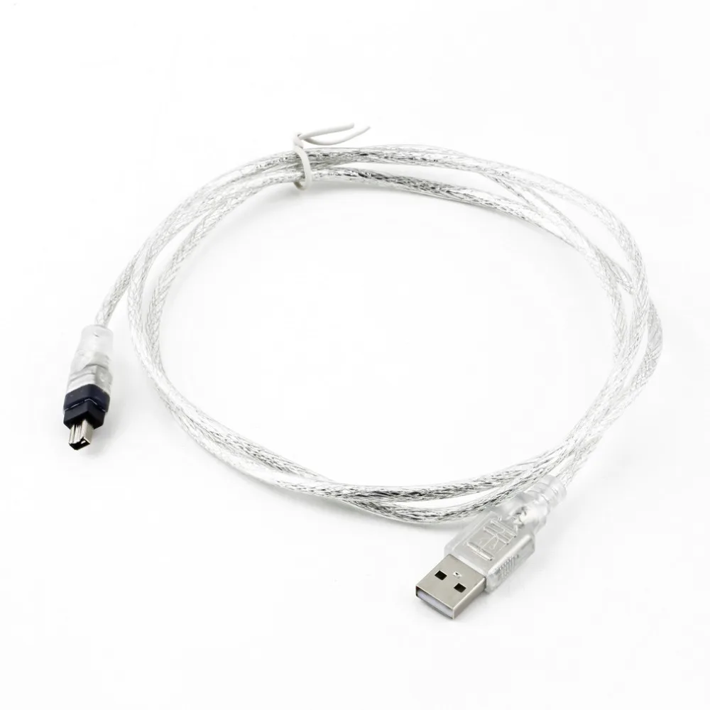 

1Pc 1.2m USB 2.0 Male To Firewire iEEE 1394 4 Pin Male iLink Adapter Cable Male To Male Cable Silver & Transparent