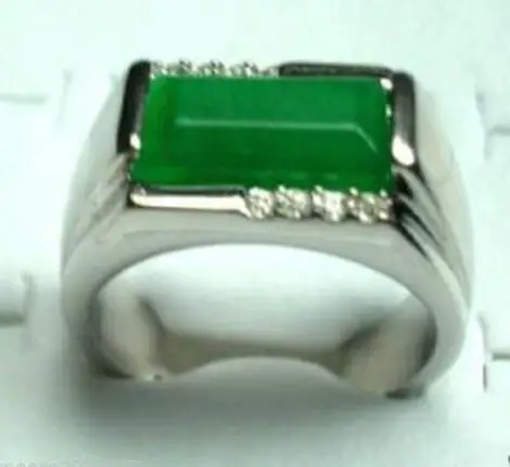 

Free shipping Natural Green 22X16mm 925 Sterling Silver Marcasite Ring Size 7/8/9/10